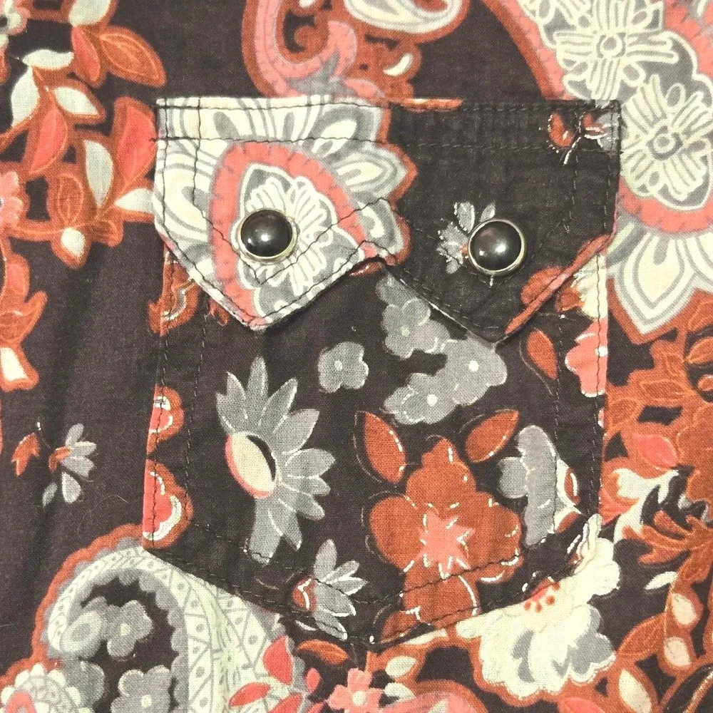 Ariat Womens Paisley Floral Snap Front Shirt Cotton Western Casual Large - Picture 3 of 9